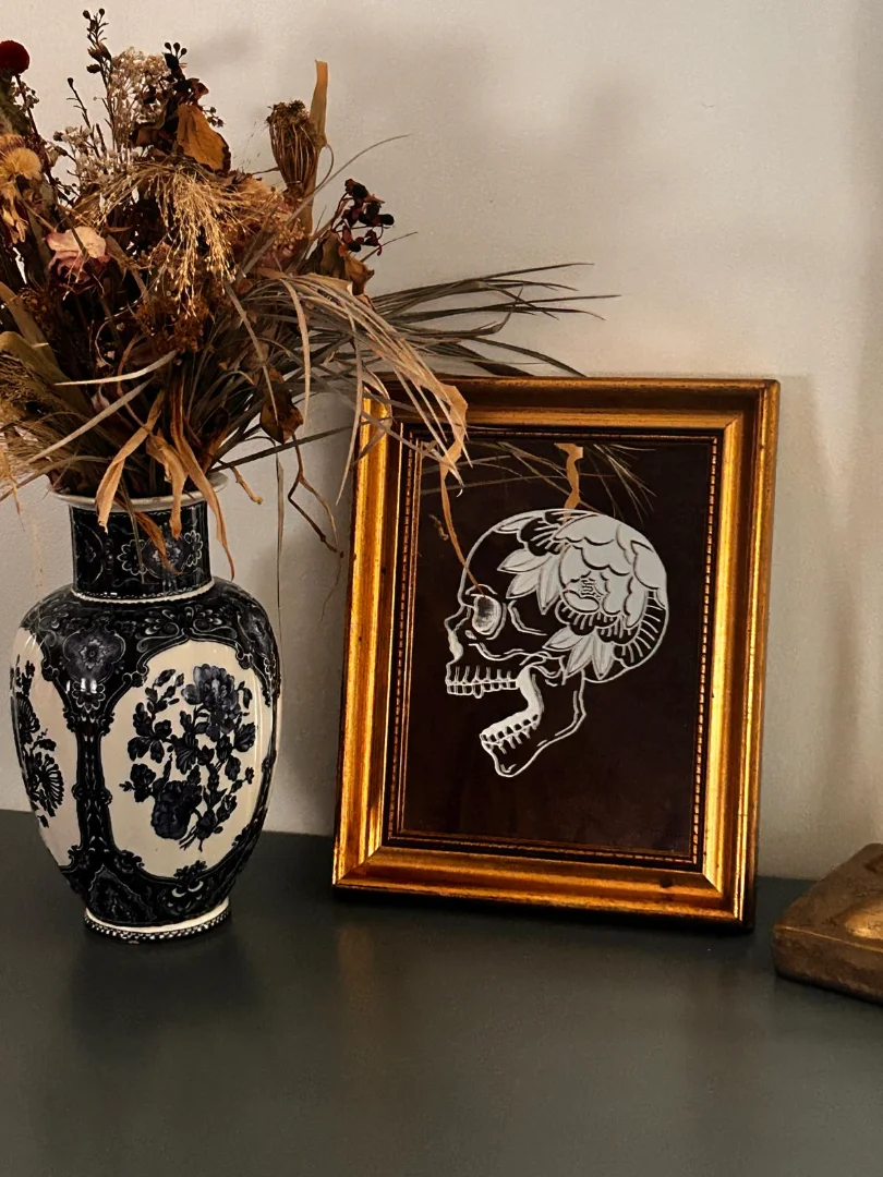 Cadre Crâne Old school 2